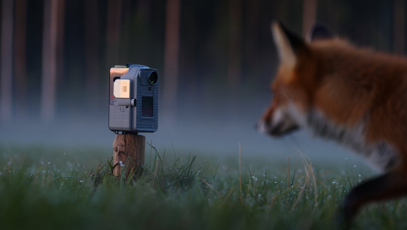 Wildkamera beobachtet Fuchs in der Natur